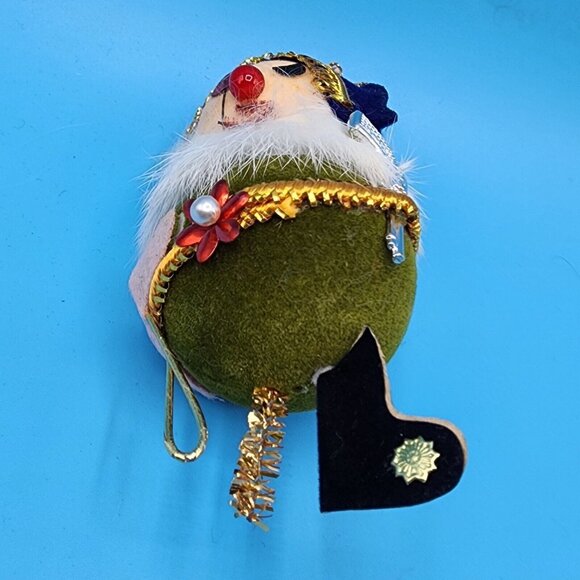 Vintage Pirate Ornament Peg Leg Eye Patch Black Hat Flocked 1960s from Japan - Picture 8 of 10